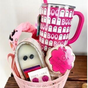 Pink Ghost Themed Gift Basket
